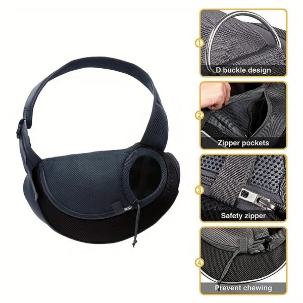 High-Visibility Reflective Pet Sling Carrier - Soft-Breathable Mesh, Secure Travel Companion for Puppies, Kittens & Small Animals - Perfect for Outdoor Adventures - Image 8