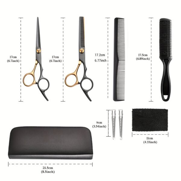 8 PCS Hair Cutting Scissors Kit, Professional Barber Shears Set With Hair Scissors Thinning Shears, Haircutting Sheers Hair Cut Blending Salon Scissor For Men Women Pet - Image 5