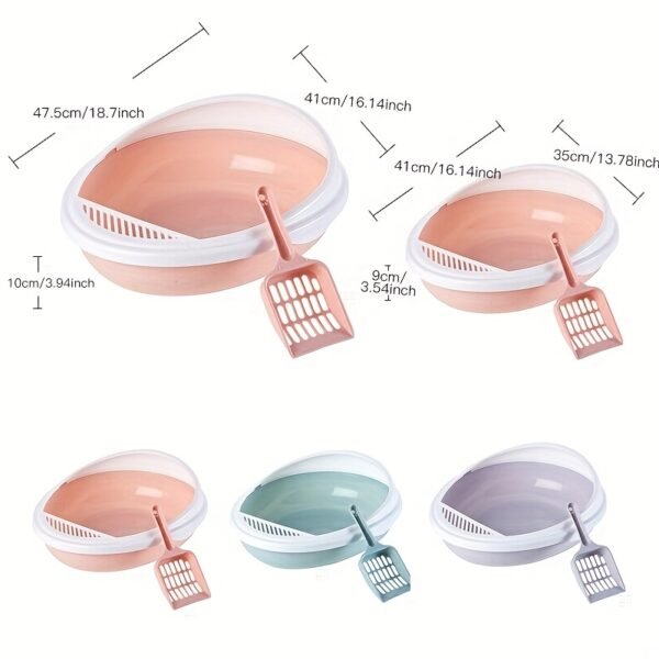 Pet Semi-Enclosed Cat Litter Box Detachable Cat Toilet with Cat Litter Shovel - Image 2