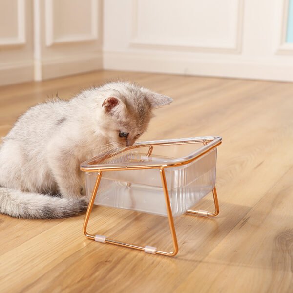 Transparent Double Cat Bowl With Vertical Design For Easy Feeding And Hydration - Ideal Pet Supplies For Cats - Image 5