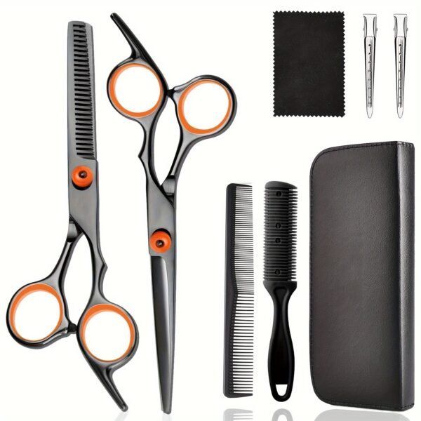 8 PCS Hair Cutting Scissors Kit, Professional Barber Shears Set With Hair Scissors Thinning Shears, Haircutting Sheers Hair Cut Blending Salon Scissor For Men Women Pet - Image 8