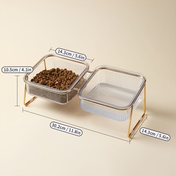 Transparent Double Cat Bowl With Vertical Design For Easy Feeding And Hydration - Ideal Pet Supplies For Cats - Image 2