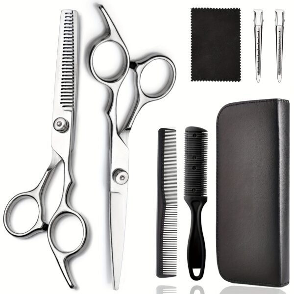 8 PCS Hair Cutting Scissors Kit, Professional Barber Shears Set With Hair Scissors Thinning Shears, Haircutting Sheers Hair Cut Blending Salon Scissor For Men Women Pet - Image 3