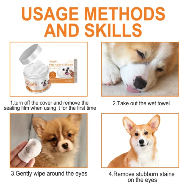 Yegbong Soft Cotton Pet Wipes Effective Cleaning for Dogs and Cats Eye Tear Stains Dirt Removal Eye Pad - Image 3
