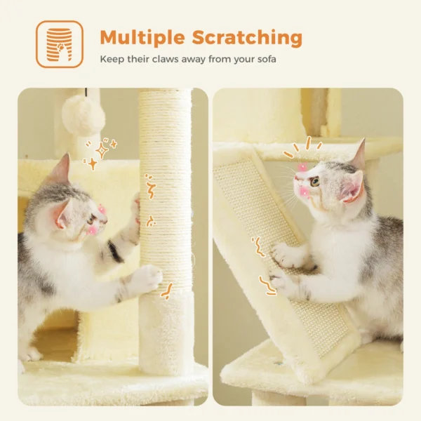 180cm Large Cat Tree Tower Home Furniture Cat Tower Pets Hammock Sisal Cat Scratching Post Climbing Frame Toy Spacious Perch - Image 4
