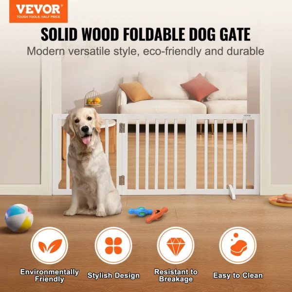 VEVOR Free Standing Dog Gate Freestanding Pet Gate 3 Panels Foldable Dog Gate for Narrow Passageways Expandable Dog Barrier - Image 2