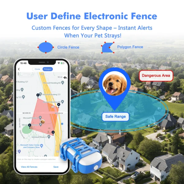 ‌4G Dog Cat GPS Tracker for Pets - Waterproof Smart Locator with App, Live Tracking & Light/Sound Search, Free Trial Included - Image 3