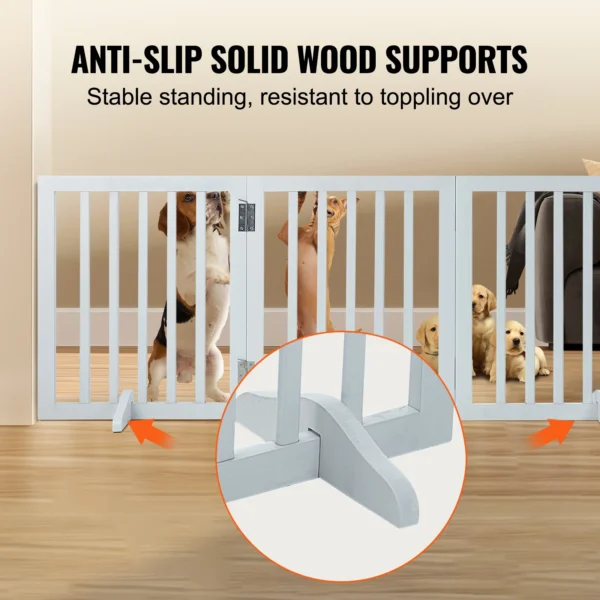VEVOR Free Standing Dog Gate Freestanding Pet Gate 3 Panels Foldable Dog Gate for Narrow Passageways Expandable Dog Barrier - Image 4