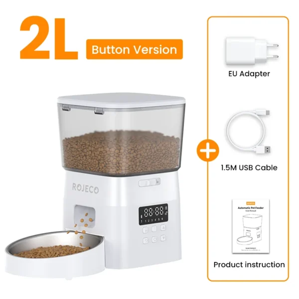 ROJECO Automatic Pet Feeder Button Version Auto Cat Food Dispenser Accessories Smart Control Pet Feeder For Cats Dog Dry Food - Image 8