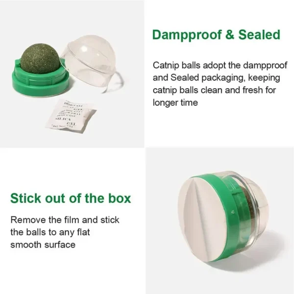 Natural Catnip Cat Wall Stick-on Ball Toy Scratchers Treats Healthy Natural Removes Balls to Promote Digestion Cat Grass Snack - Image 6