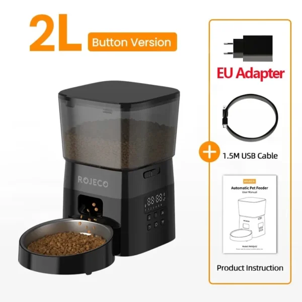 ROJECO Automatic Pet Feeder Button Version Auto Cat Food Dispenser Accessories Smart Control Pet Feeder For Cats Dog Dry Food - Image 11