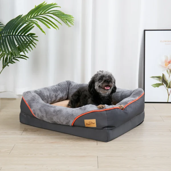 L XL 2XL 3XL Dog Bed Super Soft Orthopedic Foam Pet Bed Sleeping Mat with Cotton-padded Bolster and Removable Cover - Image 3