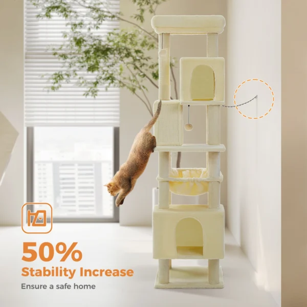 180cm Large Cat Tree Tower Home Furniture Cat Tower Pets Hammock Sisal Cat Scratching Post Climbing Frame Toy Spacious Perch - Image 5