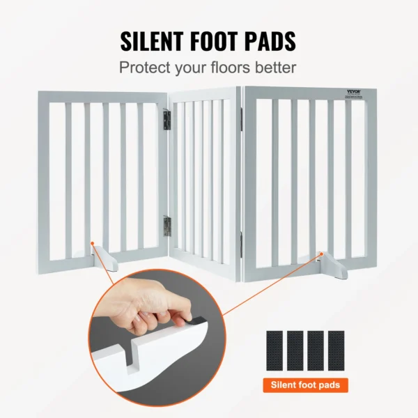 VEVOR Free Standing Dog Gate Freestanding Pet Gate 3 Panels Foldable Dog Gate for Narrow Passageways Expandable Dog Barrier - Image 5