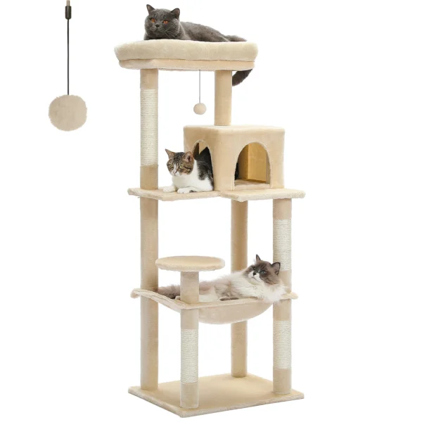 Cat Tree for Indoor Cats 5-Level Cat Tower for Large Cats with Large Hammock Sisal Covered Scratching Posts Cozy Condo Top Perch - Image 7