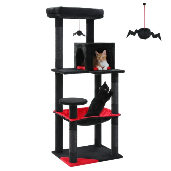 Cat Tree for Indoor Cats 5-Level Cat Tower for Large Cats with Large Hammock Sisal Covered Scratching Posts Cozy Condo Top Perch - Image 9