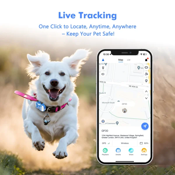 ‌4G Dog Cat GPS Tracker for Pets - Waterproof Smart Locator with App, Live Tracking & Light/Sound Search, Free Trial Included - Image 2