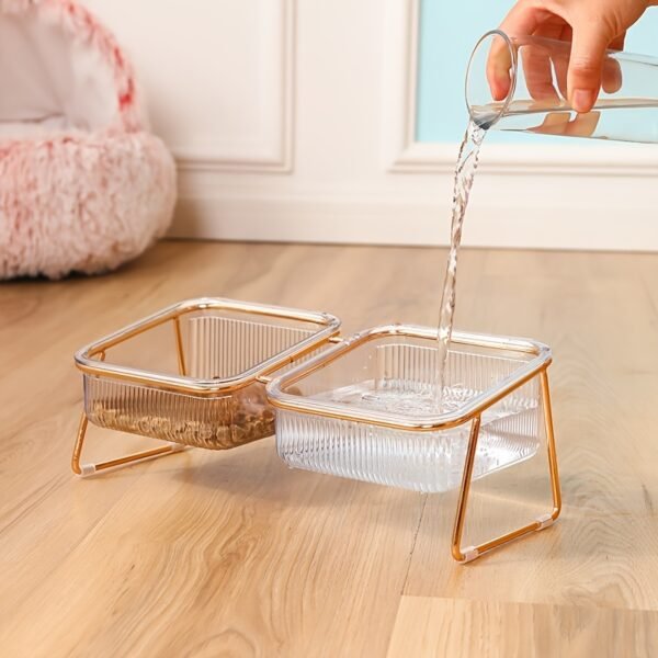 Transparent Double Cat Bowl With Vertical Design For Easy Feeding And Hydration - Ideal Pet Supplies For Cats - Image 4
