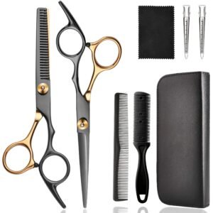 8 PCS Hair Cutting Scissors Kit, Professional Barber Shears Set With Hair Scissors Thinning Shears, Haircutting Sheers Hair Cut Blending Salon Scissor For Men Women Pet