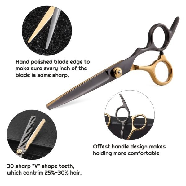 8 PCS Hair Cutting Scissors Kit, Professional Barber Shears Set With Hair Scissors Thinning Shears, Haircutting Sheers Hair Cut Blending Salon Scissor For Men Women Pet - Image 9