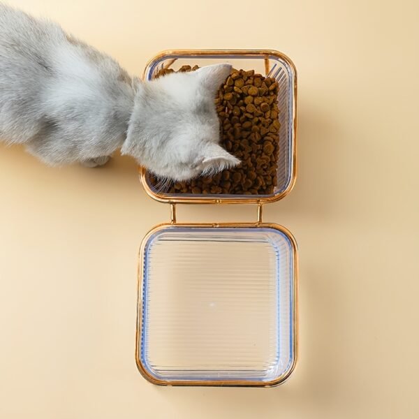 Transparent Double Cat Bowl With Vertical Design For Easy Feeding And Hydration - Ideal Pet Supplies For Cats - Image 8