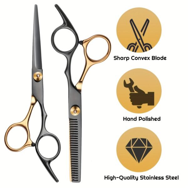 8 PCS Hair Cutting Scissors Kit, Professional Barber Shears Set With Hair Scissors Thinning Shears, Haircutting Sheers Hair Cut Blending Salon Scissor For Men Women Pet - Image 2