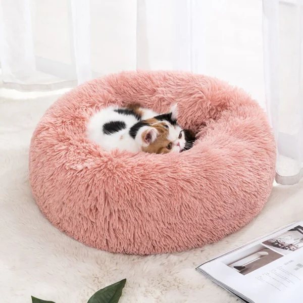 Pet Dog Bed Comfortable Donut Cuddler Round Cat Nest Dog Nest Warm Dog Mat with Soft Plush Material Pet Bed for Dogs and Cats - Image 2